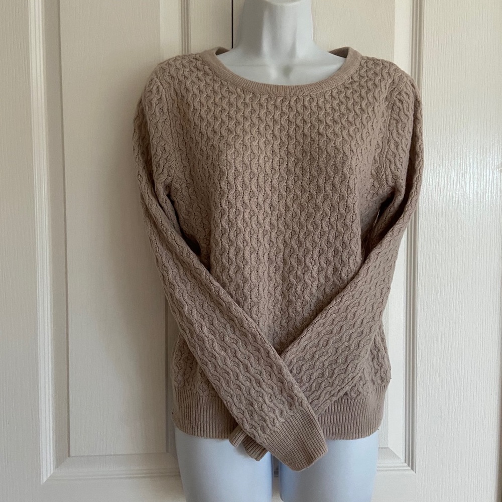 Cotton/Angora mocha sweater w ribbon tie